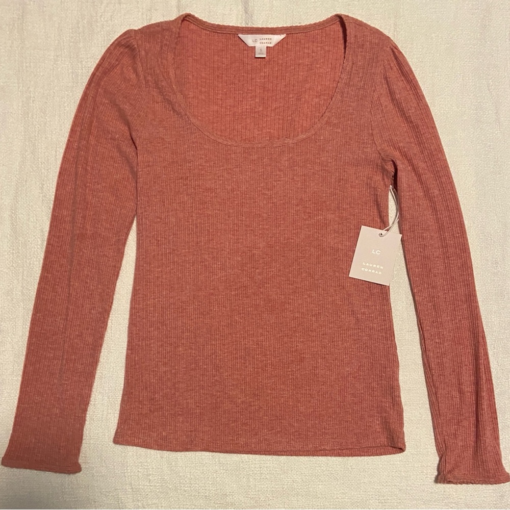 LC Lauren Conrad Women's Ribbed Long Sleeve Top